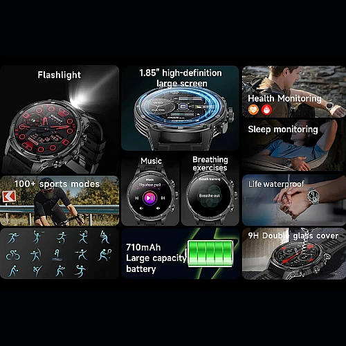 Smartwatch Microwear V99 - Black Steel