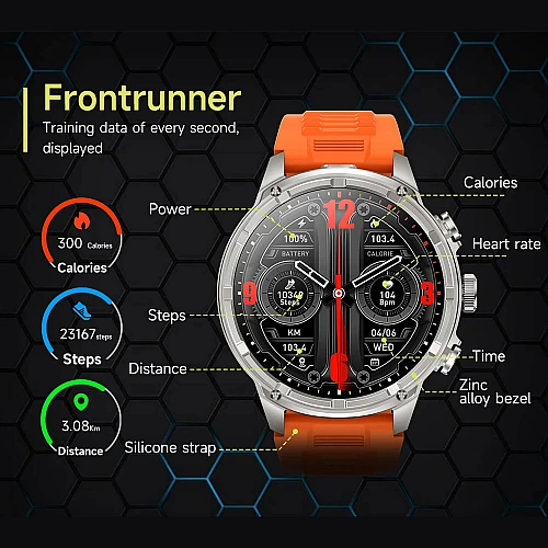 Smartwatch Microwear V99 - Black Steel