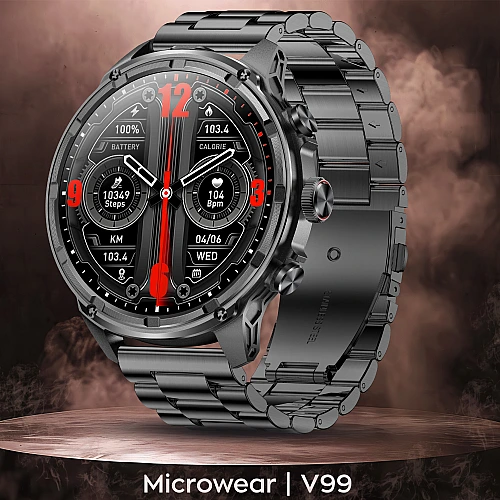 Smartwatch Microwear V99 - Black Steel Smartwatch Microwear V99 - Black Steel