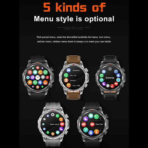 Smartwatch Microwear DK68 - Black Leather