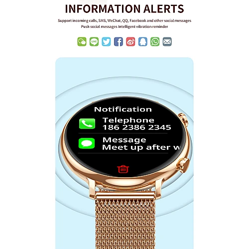 Smartwatch Microwear CY700 - Gold Steel