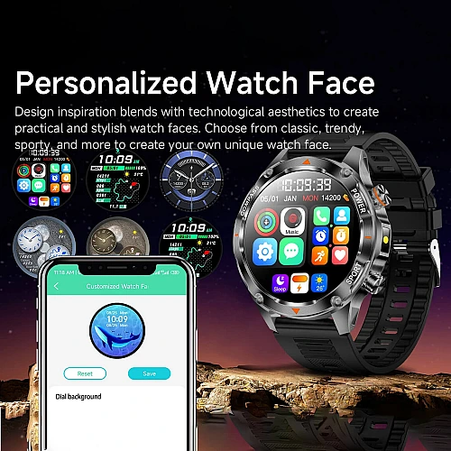 Smartwatch Microwear V65 - Black Silicone