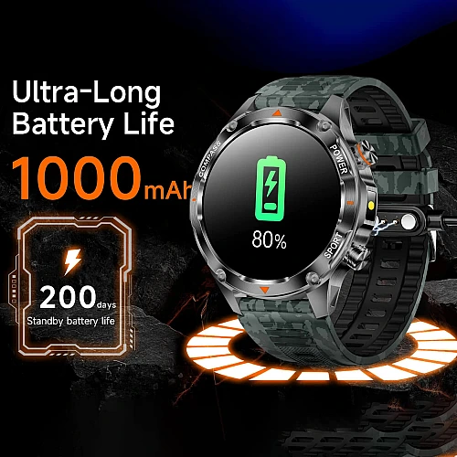 Smartwatch Microwear V65 - Black Silicone