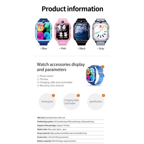 Smartwatch Microwear Y86 4G GPS WIFI - Blue Silicone