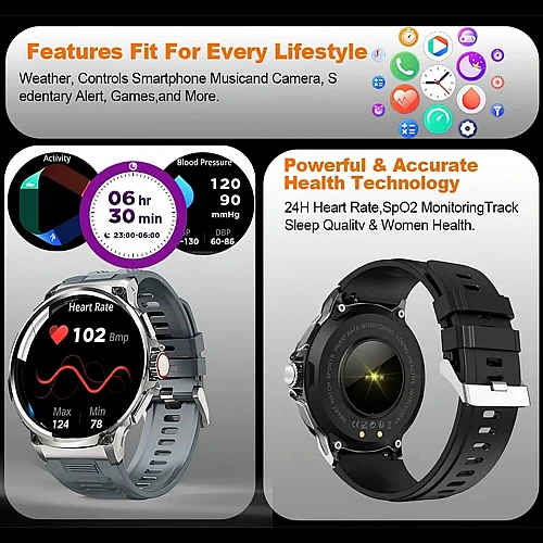 Smartwatch Microwear V69 - Black Silicone