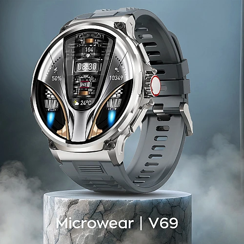 Smartwatch Microwear V69 - Grey Silicone Smartwatch Microwear V69 - Grey Silicone