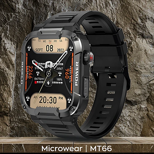 Smartwatch Microwear MK66- Black Silicone
