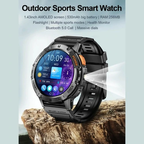 Smartwatch Microwear K65- Black Silicone