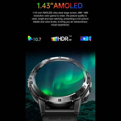 Smartwatch Microwear K65- Black Silicone