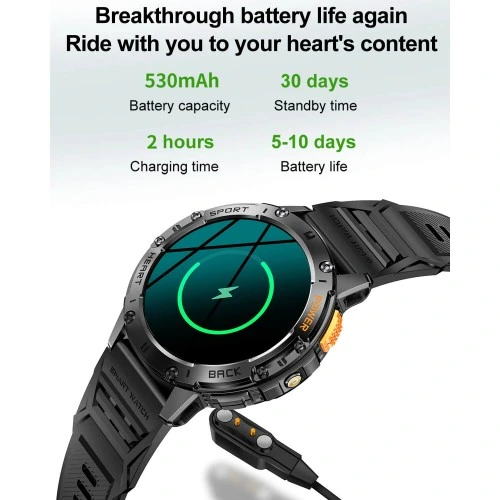 Smartwatch Microwear K65- Black Silicone