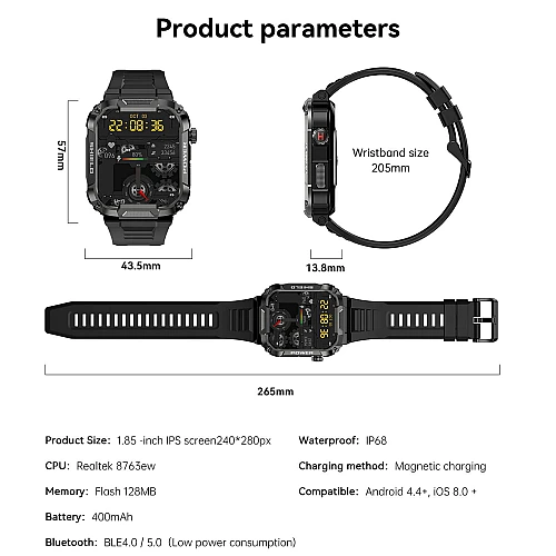 Smartwatch Microwear  MK66- Green Silicone