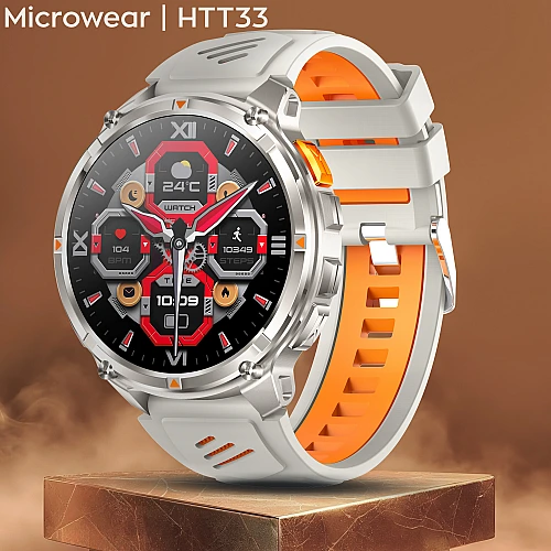 Smartwatch Microwear HT33- Grey & Orange Silicone Smartwatch Microwear HT33- Grey & Orange Silicone