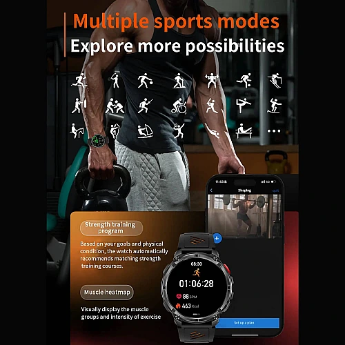 Smartwatch Microwear HT33- Grey & Orange Silicone