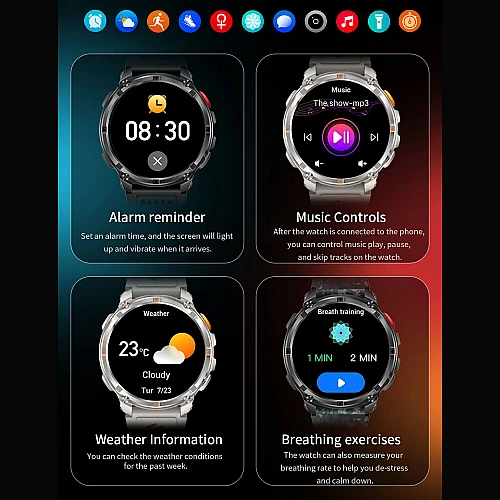 Smartwatch Microwear HT33- Grey & Orange Silicone
