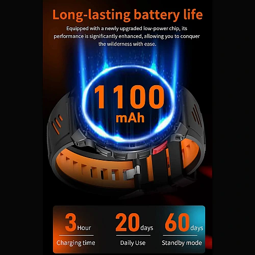 Smartwatch Microwear HT33- Black & Orange Silicone Smartwatch Microwear HT33- Black & Orange Silicone