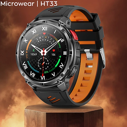 Smartwatch Microwear HT33- Black & Orange Silicone Smartwatch Microwear HT33- Black & Orange Silicone