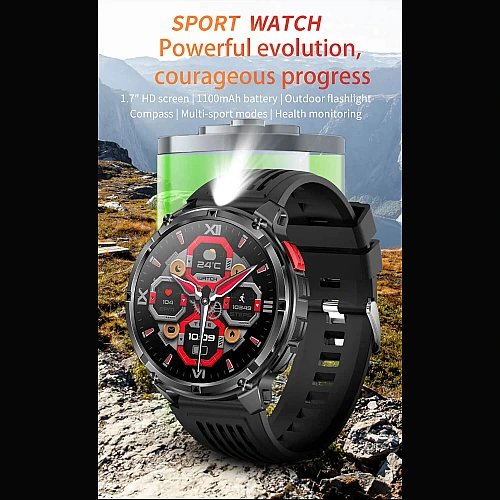 Smartwatch Microwear HT33- Black & Orange Silicone Smartwatch Microwear HT33- Black & Orange Silicone