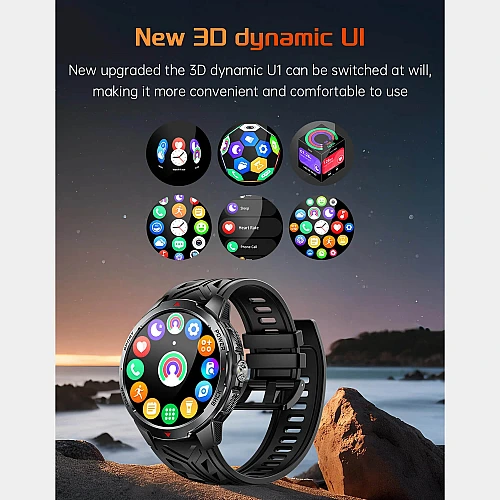 Smartwatch Microwear KT88 - Black Silicone