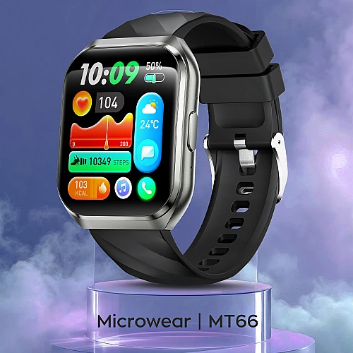 Smartwatch Microwear MT66 - Black Silicone Smartwatch Microwear MT66 - Black Silicone