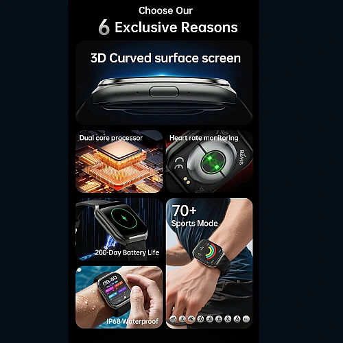 Smartwatch Microwear MT66 - Black Silicone