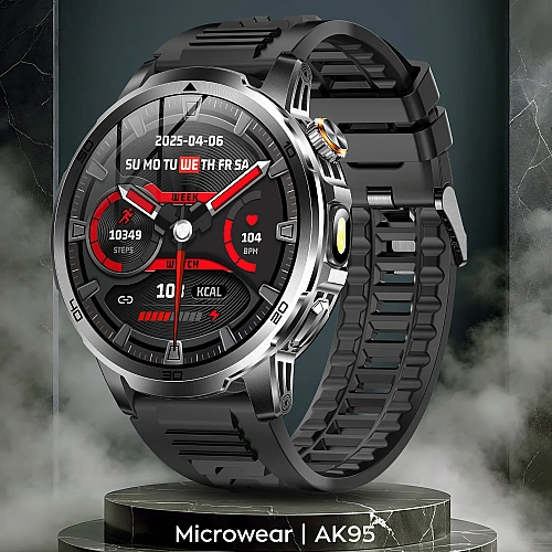 Smartwatch Microwear AK95 - Black Silicone
