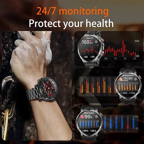 Smartwatch Microwear AK95 - Black Silicone