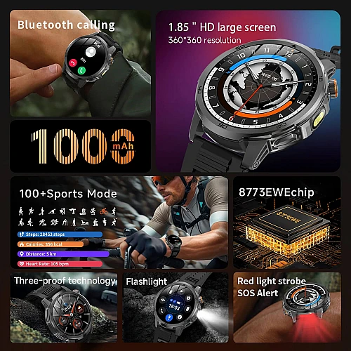 Smartwatch Microwear AK95 - Black Steel