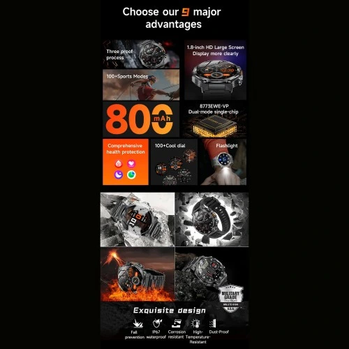 Smartwatch Microwear AK82 - Grey Silicone