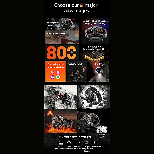 Smartwatch Microwear AK82 - Grey Silicone