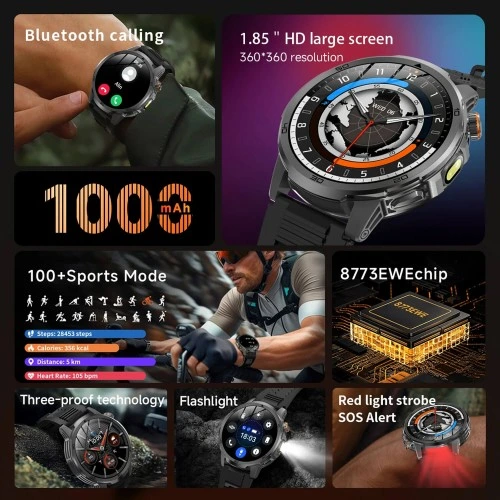 Smartwatch Microwear AK95 - Silver Steel