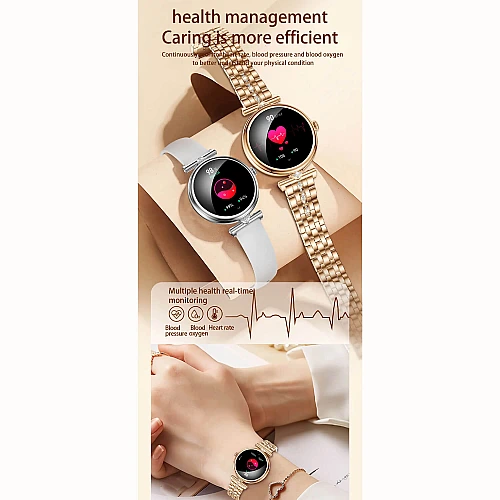 Smartwatch Microwear AK73 - Gold Diamond Steel