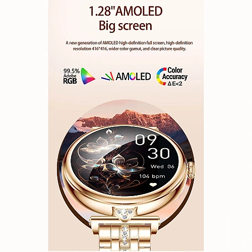 Smartwatch Microwear AK73 - Gold Diamond Steel
