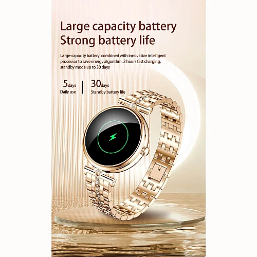 Smartwatch Microwear AK73 - Gold Diamond Steel