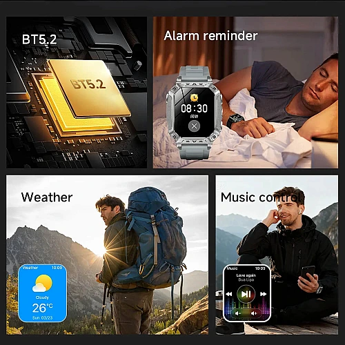 Smartwatch Microwear AK86 - Black Steel