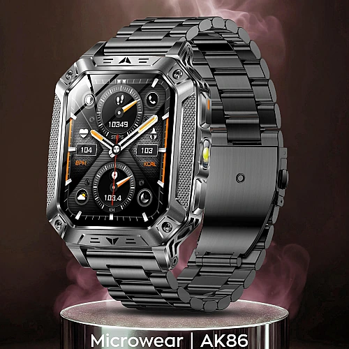 Smartwatch Microwear AK86 - Black Steel Smartwatch Microwear AK86 - Black Steel