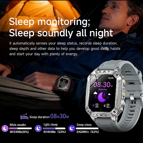 Smartwatch Microwear AK86 - Black Steel