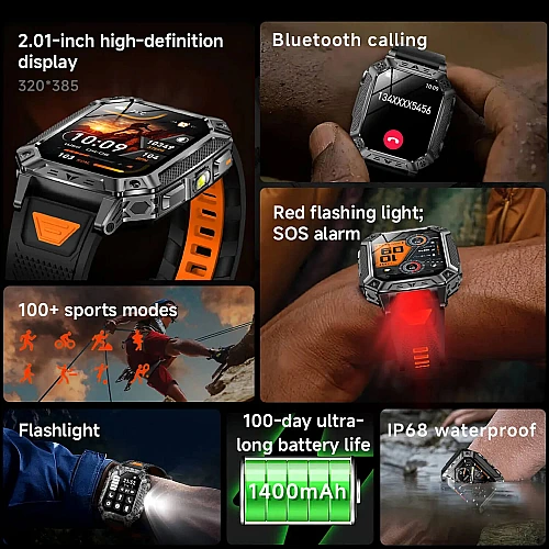 Smartwatch Microwear AK86 - Black Steel