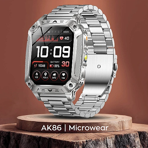 Smartwatch Microwear AK86 - Silver Steel Smartwatch Microwear AK86 - Silver Steel