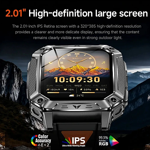 Smartwatch Microwear AK86 - Silver Silicone