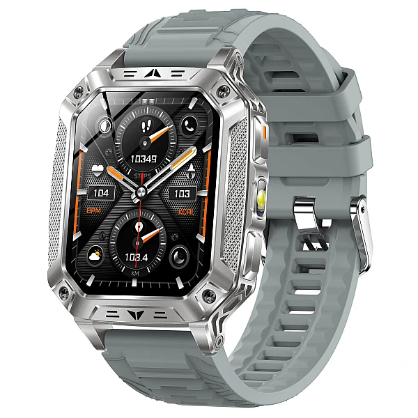 Smartwatch Microwear AK86 - Silver Silicone