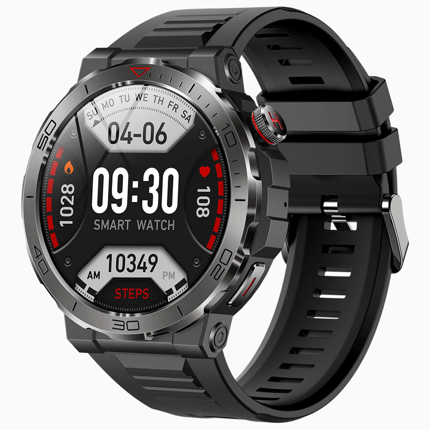 Smartwatch Microwear MK68 - Black Silicone