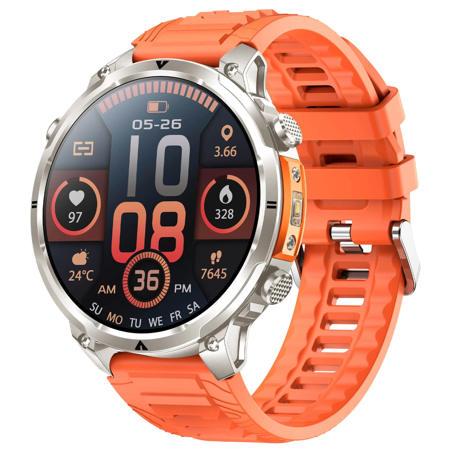 Smartwatch Microwear MK100 - Orange Silicone Smartwatch Microwear MK100 - Orange Silicone