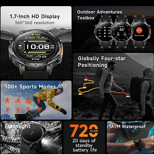 Smartwatch Microwear MK100 - Silver Steel