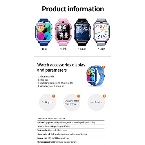 Smartwatch Microwear Y86 4G GPS WIFI - Black Silicone
