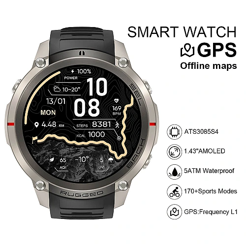 Smartwatch Microwear DM59- Grey Silicone Smartwatch Microwear DM59- Grey Silicone