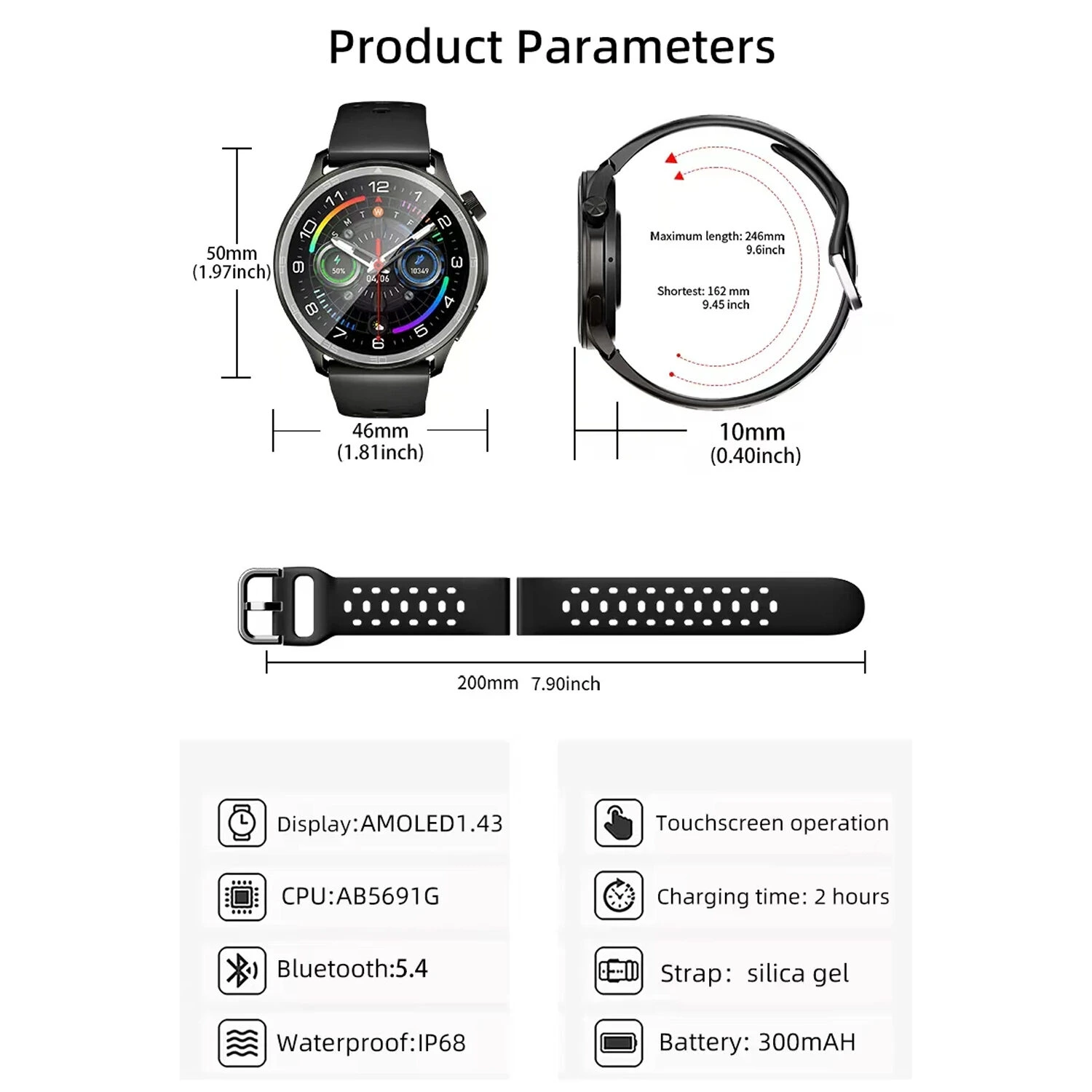 Smartwatch Microwear AW83 - Rose Silicone