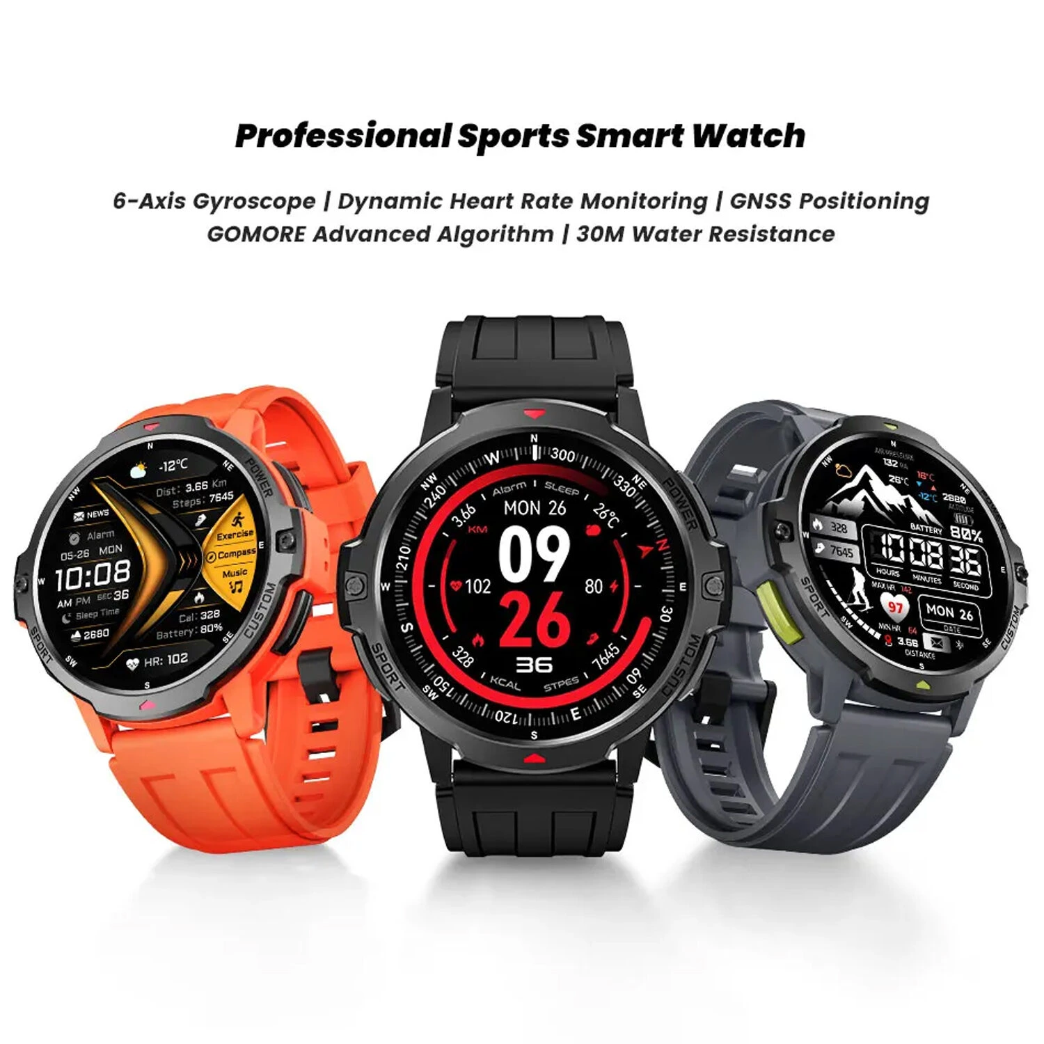 Smartwatch Microwear C31 GPS - Orange Silicone