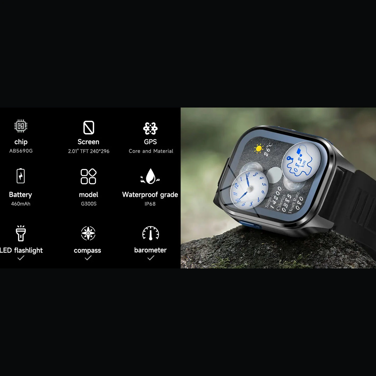 Smartwatch Microwear G300S GPS - Camo Silicone