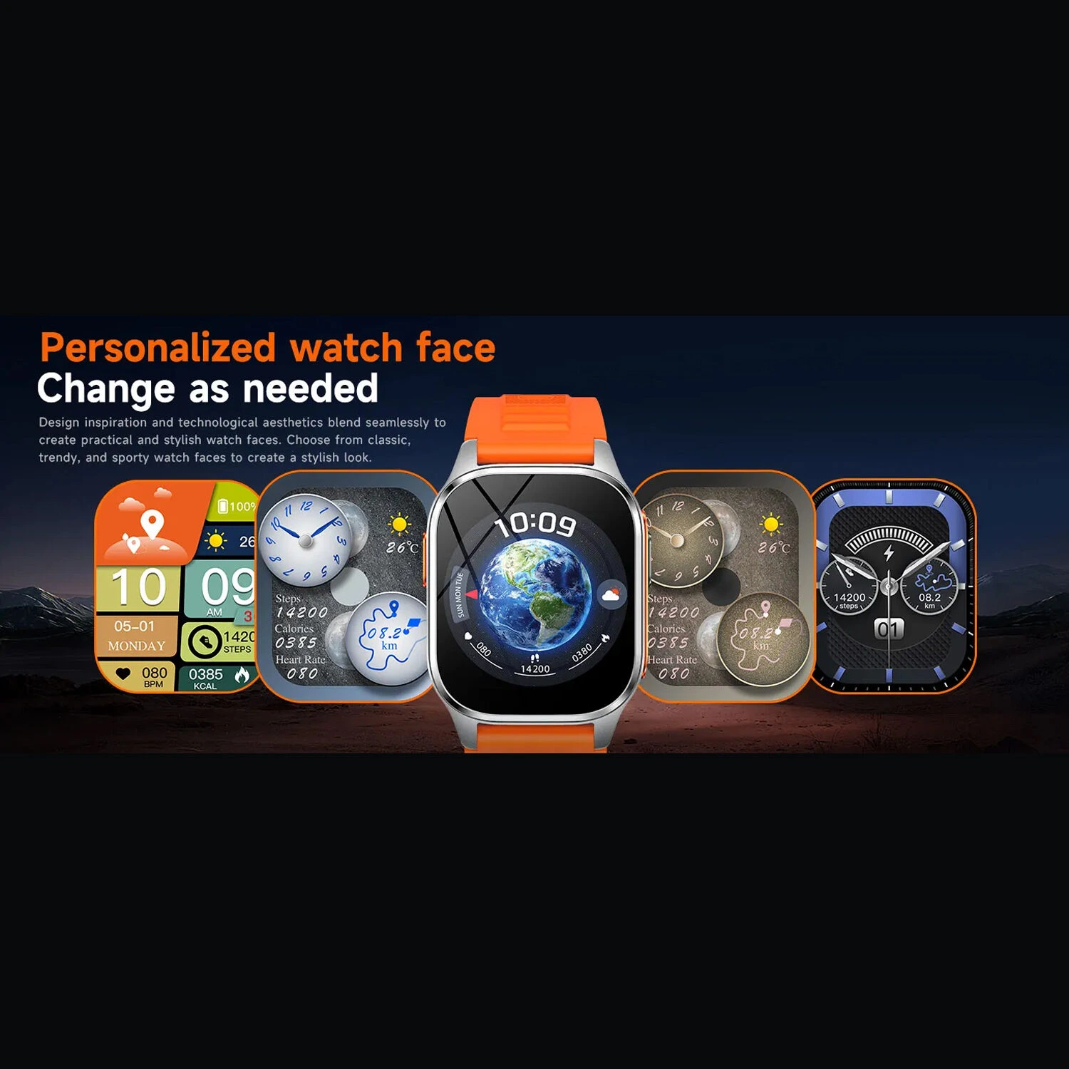 Smartwatch Microwear G300S  GPS - Orange Silicone