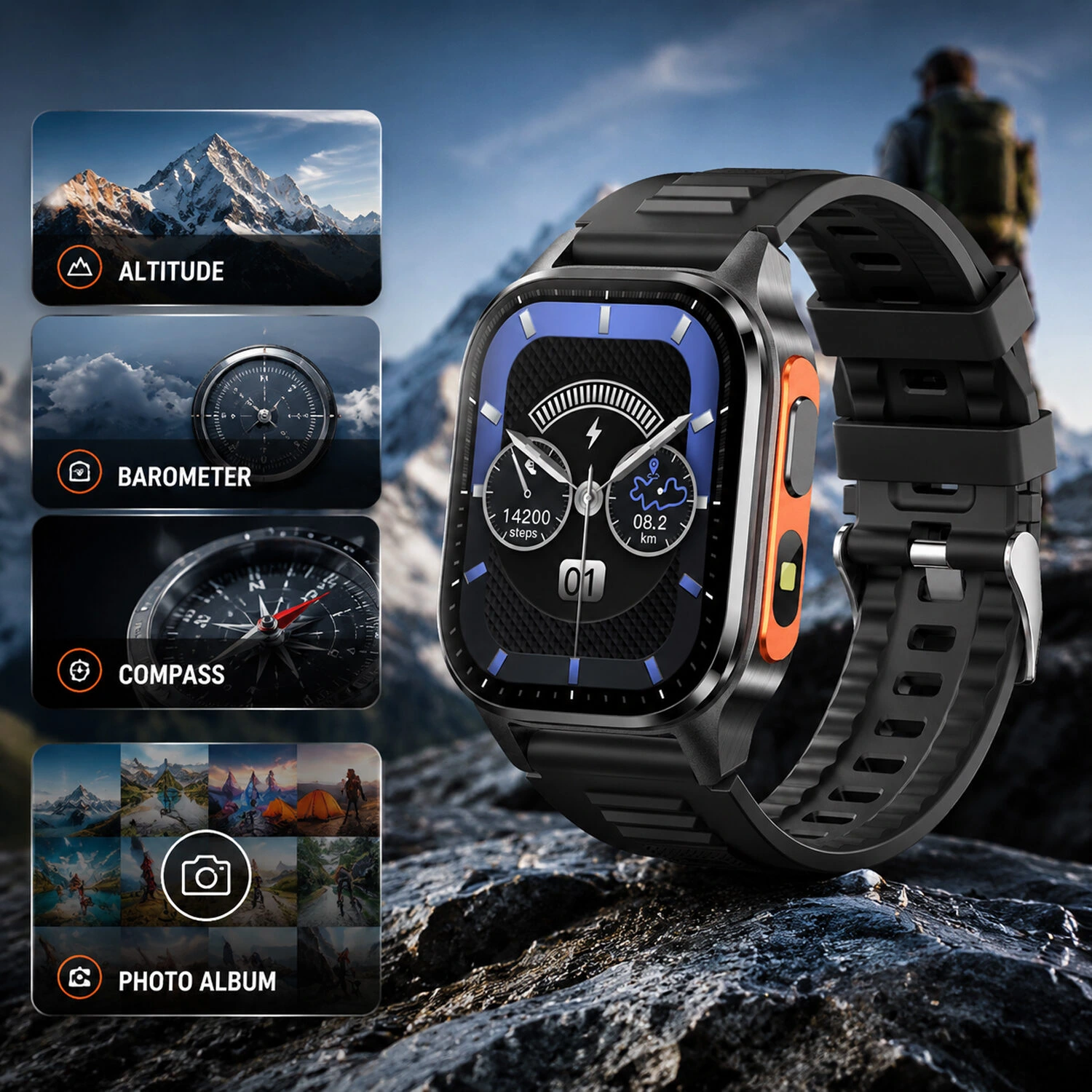 Smartwatch Microwear G300S  GPS - Orange Silicone